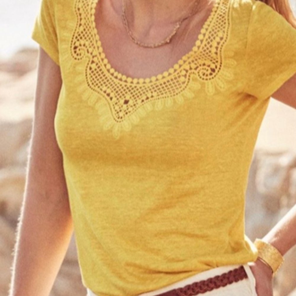 Sezane "Loly" Top with Embroidery Detail